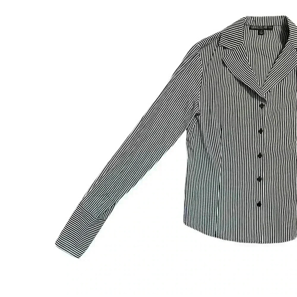 Lafayette 148 Black and White Striped Blouse - Picture 2 of 5